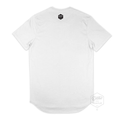 Green Patch Jervis Bay Design, Men’s Long Curve Tee, White, Back