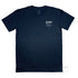 Navy Cotton Tee, front, with white pocket Duke and Hustle Logo