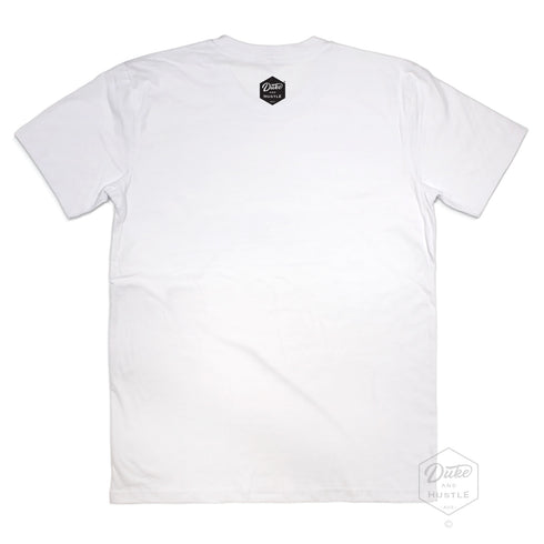 Diamond Beach #01 Men’s Graphic T Shirt, White with seafoam print, back