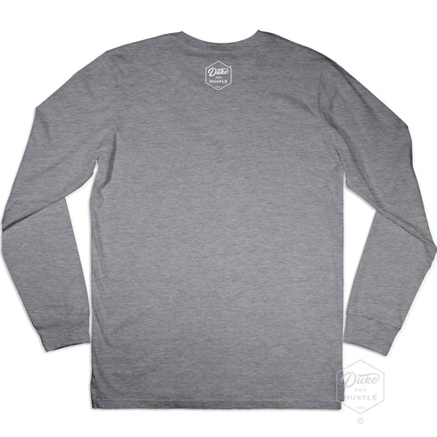 Manly Beach, Sydney, printed Unisex Long Sleeve Tee on Australian Cotton, Grey Marle, Back