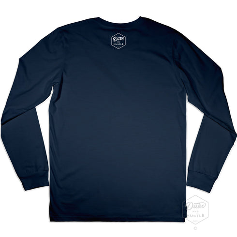 Manly Beach, Sydney, printed Unisex Long Sleeve Tee on Australian Cotton, Navy, Back
