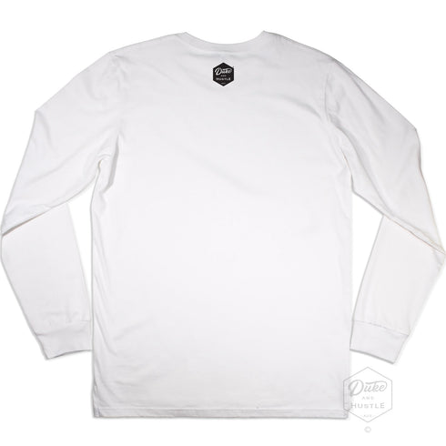 Dee Why Beach printed Long Sleeve T Shirt on Australian Cotton, White, Back