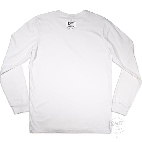 Bondi Beach Graphic Long Sleeve T Shirt on Australian Cotton, White, Back