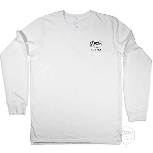 The Early Riser, Unisex Long Sleeve Tee, Flat Lay, White, Front