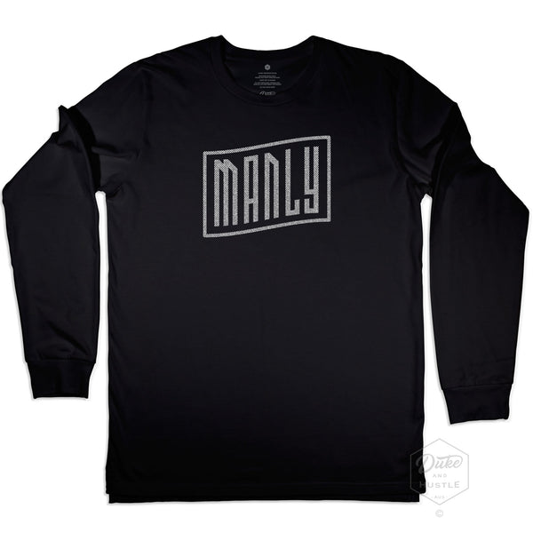 Manly Beach, Sydney, printed Unisex Long Sleeve Tee on Australian Cotton, Black, Front