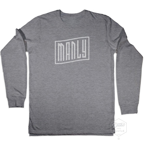 Manly Beach, Sydney, printed Unisex Long Sleeve Tee on Australian Cotton, Grey Marle, Front