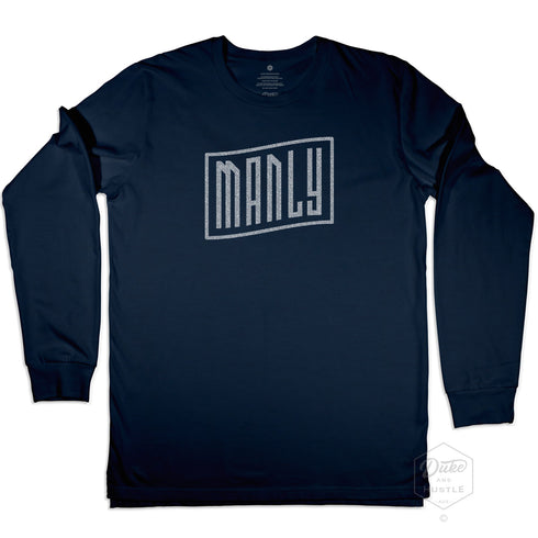 Manly Beach, Sydney, printed Unisex Long Sleeve Tee on Australian Cotton, Navy, Front