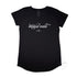 Mona Vale Type Graphic T Shirt, Women’s Long Curve T Shirt, Black, Front