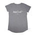 Mona Vale Type Graphic T Shirt, Women’s Long Curve T Shirt, Grey Marle, Front