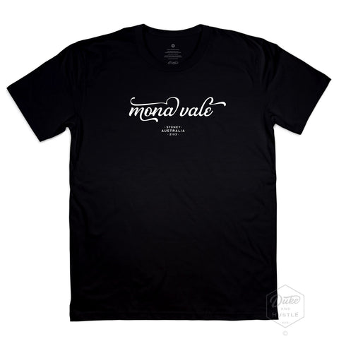 Mona Vale Men’s Graphic T Shirt on Australian Cotton, Black, Front