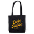 Premium cotton tote bag, Black, with typographic design reading "Duke and Hustle"