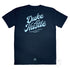 Classic Fit Unisex T Shirt, Retro Type, Light Blue Print on Navy Cotton, Back