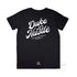 Black Youth Tee, 100% Cotton, with typographic design reading "Duke and Hustle"