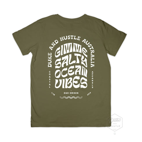 Salty Ocean Vibes, Youth Graphic T Shirt, Khaki, Back