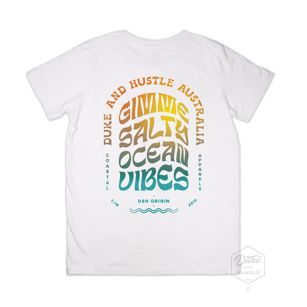 Salty Ocean Vibes, Youth Graphic T Shirt, White, Back