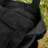 Black Premium Cotton Tote Bag, close up, showing stitch quality