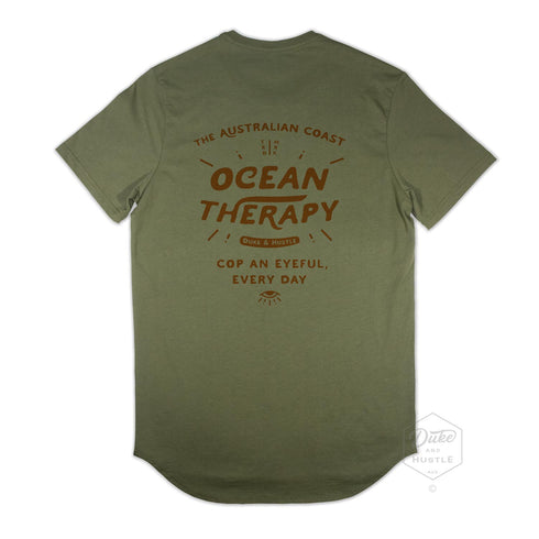 The Deep See, Men’s Graphic T Shirt on Australian Cotton, Khaki, Back