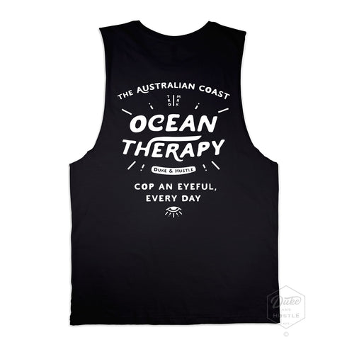 The Deep See, Men’s Graphic Muscle Tank, Flat Lay, Black, Back