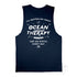 The Deep See, Men’s Graphic Muscle Tank, Flat Lay, Navy, Back