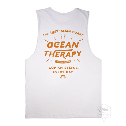 The Deep See, Men’s Graphic Muscle Tank, Flat Lay, White, Back