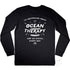 Ocean Therapy Graphic on Black Long Sleeve Tee, Back, Flat lay