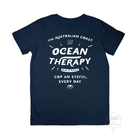 Youth Graphic Type T Shirt on Australian Cotton, Navy, Back
