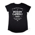 The Deep See, Women’s Graphic Long Curve T Shirt, Flat Lay, Black, Back