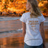 The Deep See, Women’s Graphic Long Curve T Shirt, Modelled by Nele, White, Back