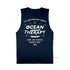 The Deep See, Women’s Graphic Muscle Tank, Flat Lay, Navy, Back