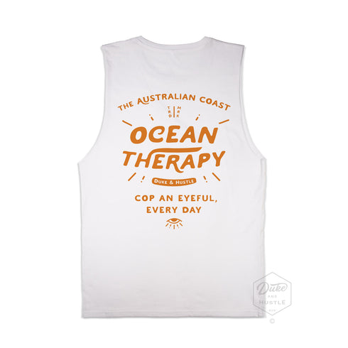 The Deep See, Women’s Graphic Muscle Tank, Flat Lay, White, Back