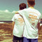 Youth size Graphic T Shirt, Australian Cotton, White, Back, modelled by two brothers