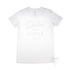 The Flat Whit, white vinyl D&H logo on white cotton, front
