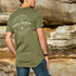 Men’s Graphic Typography Printed T-shirt, Khaki, Back, modelled by Joey