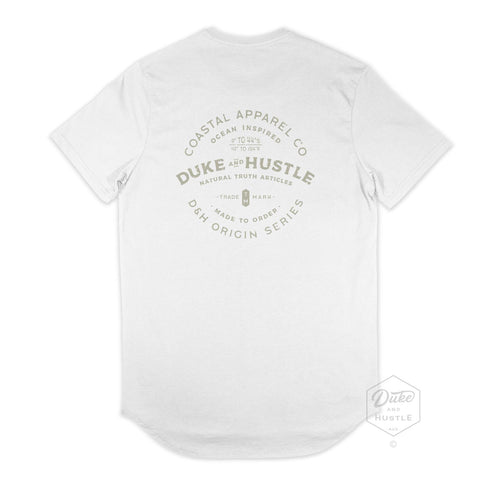 Men’s Graphic Typography Printed T-shirt, White, Back, Laid Flat