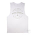 Men’s Graphic Typography Print Muscle Tank on Australian Cotton, White, Back