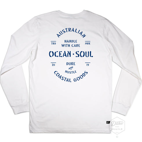 The Precious Cargo, Graphic Tee in our White Unisex Long Sleeve Tee, back