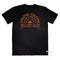 Coastal Culture Graphic Tee, burnt amber coloured print on Black Classic Fit Cotton T Shirt, back