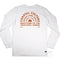 Coastal Culture Graphic Tee, burnt amber coloured print on White Long Sleeve Cotton T Shirt, back