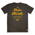 Coal Cotton Tee, back, with our design "The Type Rider" in yellow