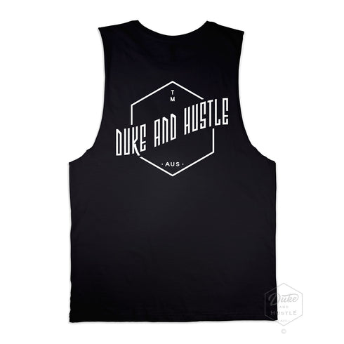 The Vertical Uplift, graphic print, black cotton muscle tank, back