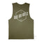 The Vertical Uplift, graphic print, khaki cotton muscle tank, back
