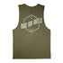 The Vertical Uplift, graphic print, khaki cotton muscle tank, back