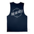 The Vertical Uplift, graphic print, navy cotton muscle tank, back