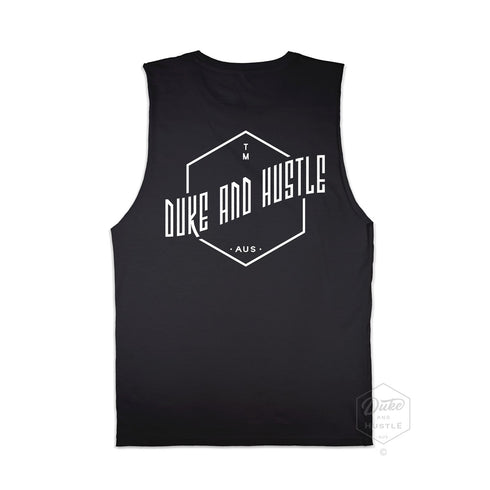 Women’s Graphic Typography Print Muscle Tank on Australian Cotton, Black, Back
