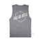 Women’s Graphic Typography Print Muscle Tank on Australian Cotton, Grey Marley, Back