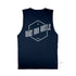 Women’s Graphic Typography Print Muscle Tank on Australian Cotton, Navy, Back